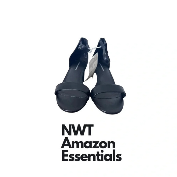 NWT | Amazon Essentials | Classic Black Heeled  Sandals | Size 8W - Picture 1 of 5